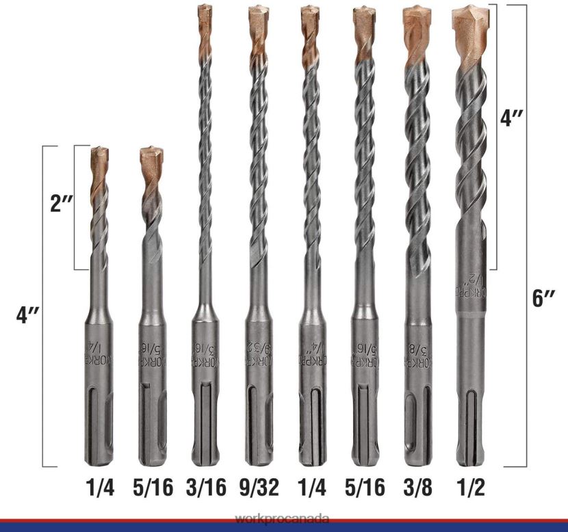 Useful WORKPRO 8 Pcs SDS-plus Drill Bit Set, Carbide Tip, SDS+ Rotary Hammer Drill Bit Set with Storage Case for Brick, Cement, Stone & Concrete Tool ZNRDXV205
