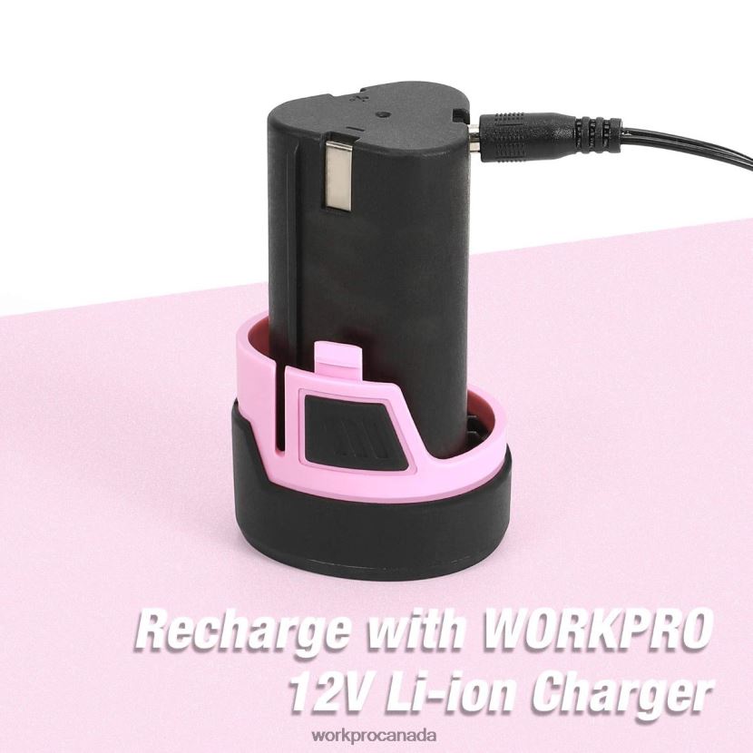 Pink WORKPRO 12V Lithium-ion Replacement Battery for 12V Cordless Drill Driver Tool ZNRDXV223