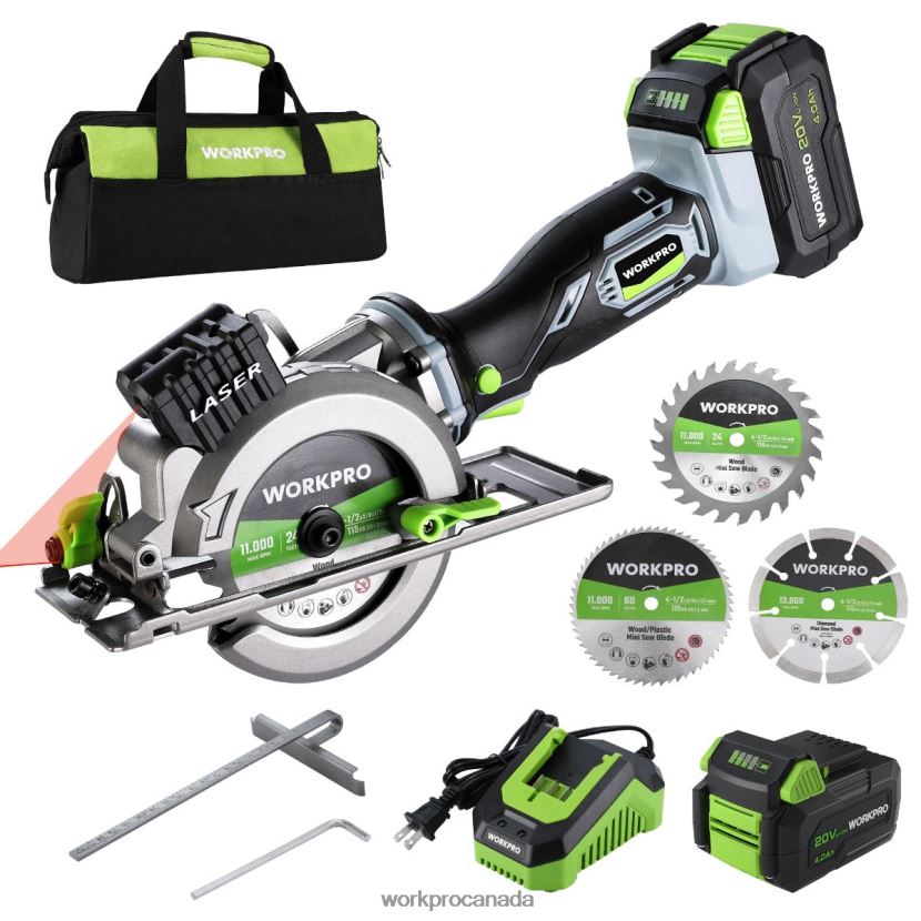 Helpful WORKPRO Compact Cordless Mini Circular Saw, 20V 4.0Ah Battery, Fast Charger, 3 Saw Blades, 4500RPM Tool ZNRDXV186