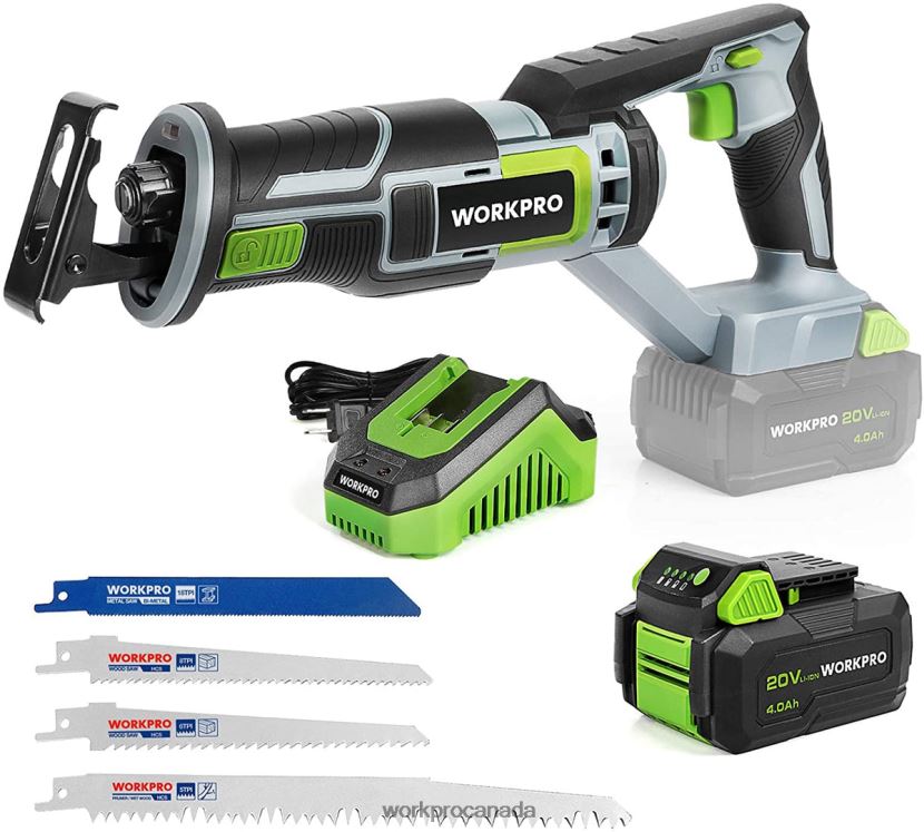 New WORKPRO Cordless Reciprocating Saw, 4 Saw Blades for Wood & Metal Cutting Included Tool ZNRDXV184