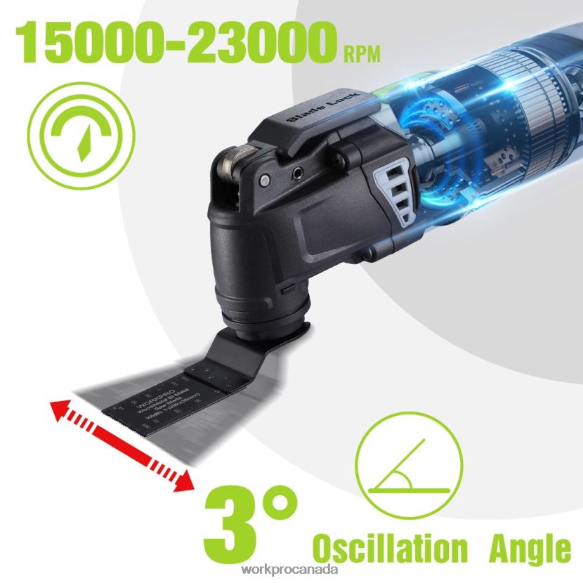 Useful WORKPRO 3.0 Amp Corded Quick-Lock Replaceable Oscillating Saw with 7 Variable Speed 3 Oscillation Angle, 17pcs Saw Accessories, and Carrying Bag Tool ZNRDXV230