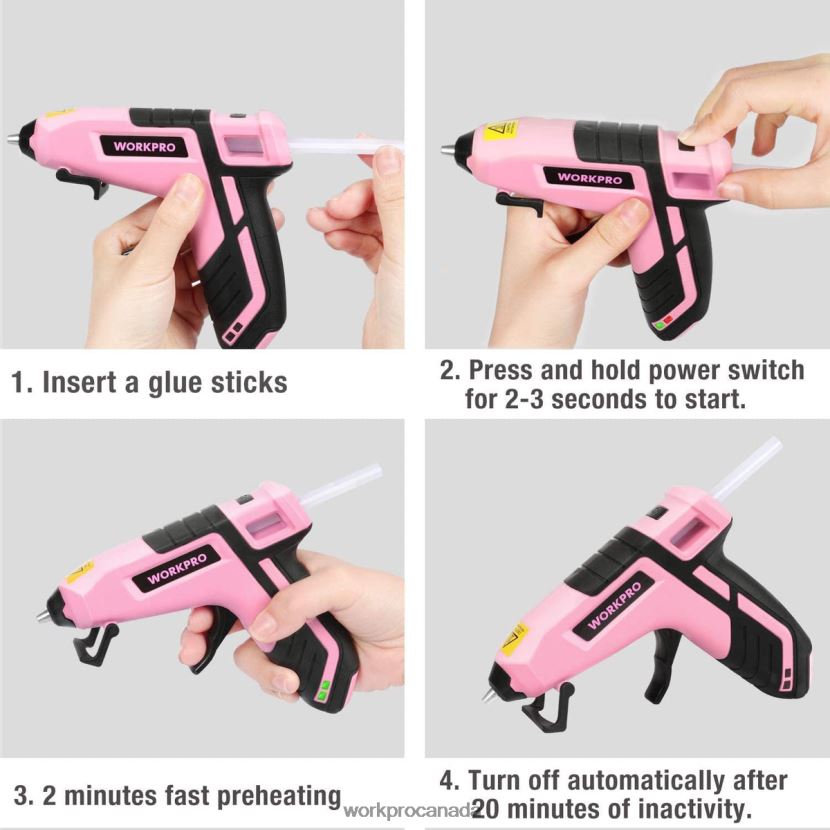 Blue/Pink WORKPRO Cordless Melt Fast Preheating Mini Glue Gun with 20 PCS Premium Glue Stick Tool ZNRDXV163