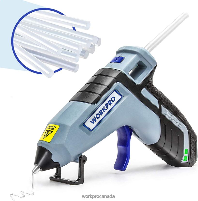 Blue/Pink WORKPRO Cordless Melt Fast Preheating Mini Glue Gun with 20 PCS Premium Glue Stick Tool ZNRDXV163