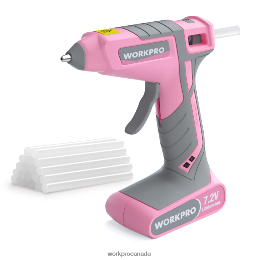 Pink/White WORKPRO 7.2V Cordless Hot Melt Glue Gun Kit Tool ZNRDXV164