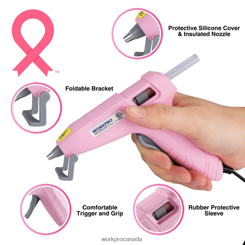 Pink/White WORKPRO Mini Hot Glue Gun Kit with 20 Pcs Hot Glue Sticks Tool ZNRDXV162