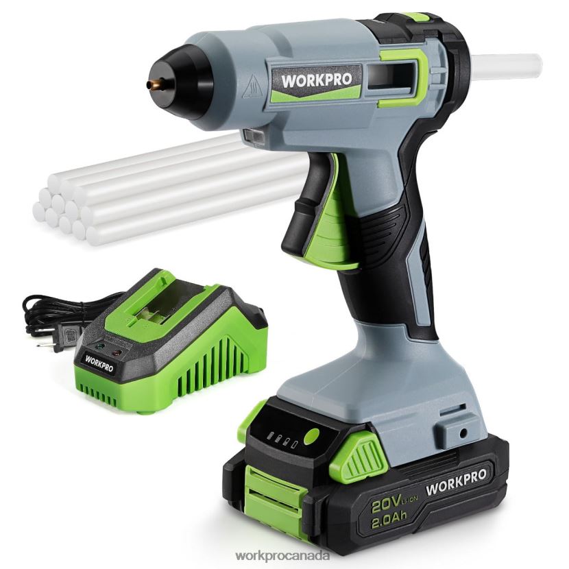 Useful WORKPRO Cordless Hot Glue Gun Kit with 12 Pcs Glue Sticks, 20V 2.0 Ah Li-ion Battery Tool ZNRDXV165