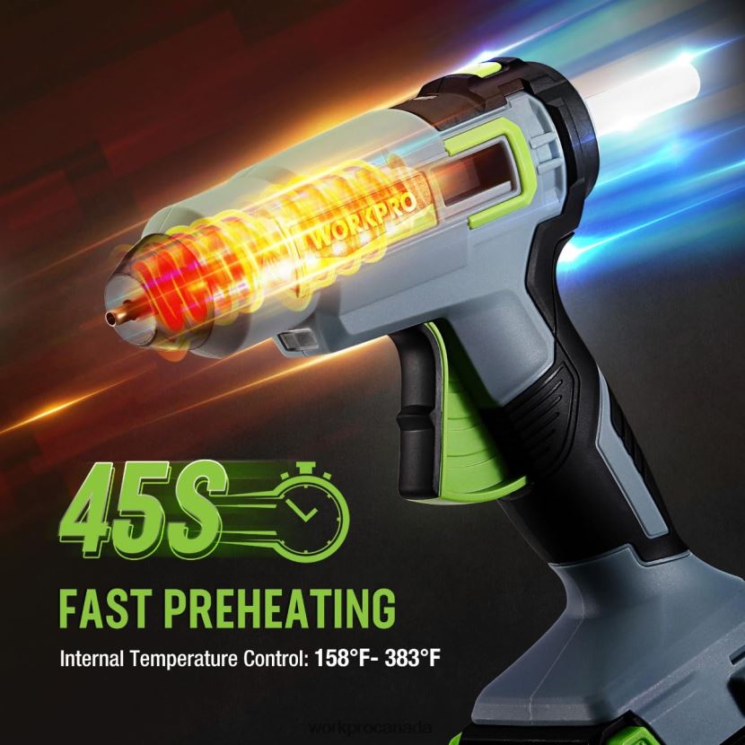 Useful WORKPRO Cordless Hot Glue Gun Kit with 12 Pcs Glue Sticks, 20V 2.0 Ah Li-ion Battery Tool ZNRDXV165