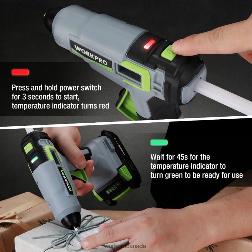 Useful WORKPRO Cordless Hot Glue Gun Kit with 12 Pcs Glue Sticks, 20V 2.0 Ah Li-ion Battery Tool ZNRDXV165