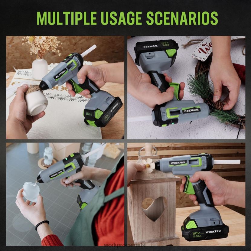 Useful WORKPRO Cordless Hot Glue Gun Kit with 12 Pcs Glue Sticks, 20V 2.0 Ah Li-ion Battery Tool ZNRDXV165