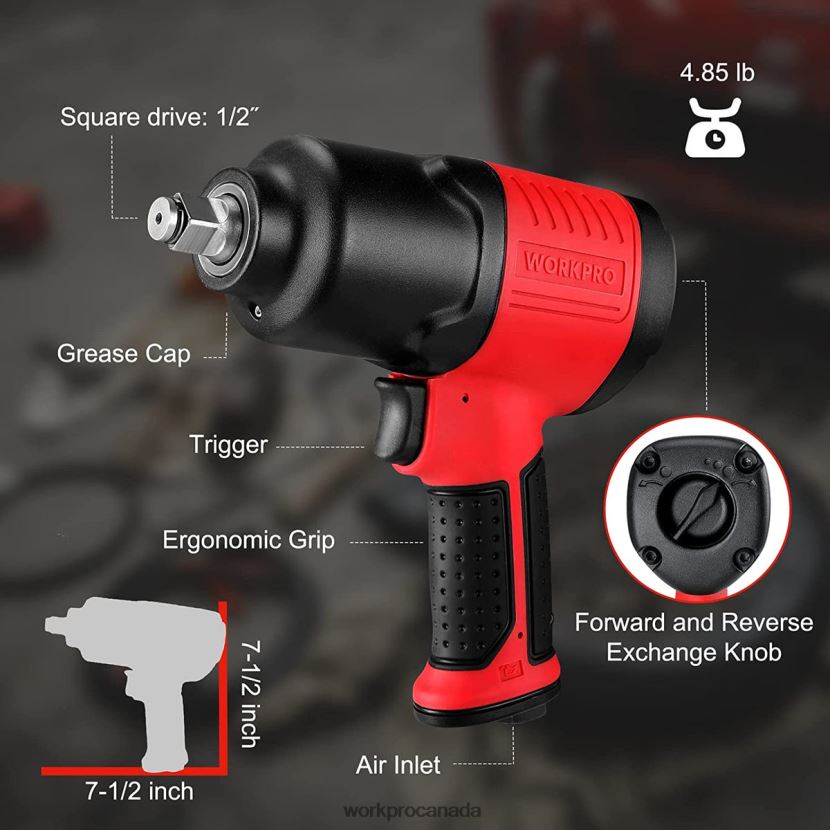 Helpful WORKPRO Drive Air Impact Wrench for Changing TiresAuto Repair Tool ZNRDXV189