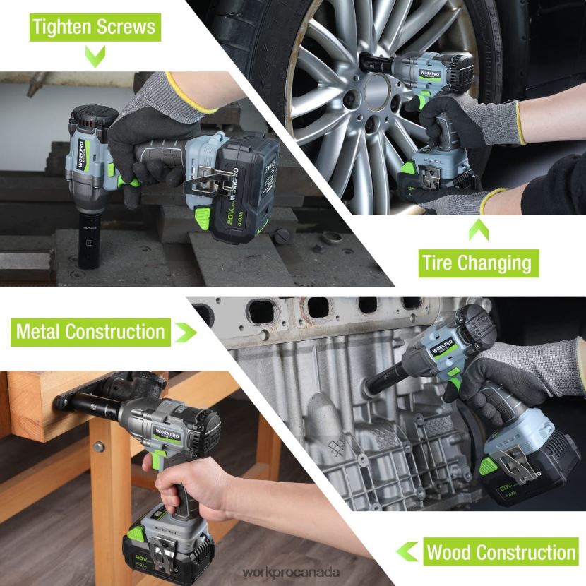Morden WORKPRO 20V Cordless Impact Wrench, with 4.0 Ah Battery, Fast Charger, 4 Impact Sockets and Storage Case Tool ZNRDXV188
