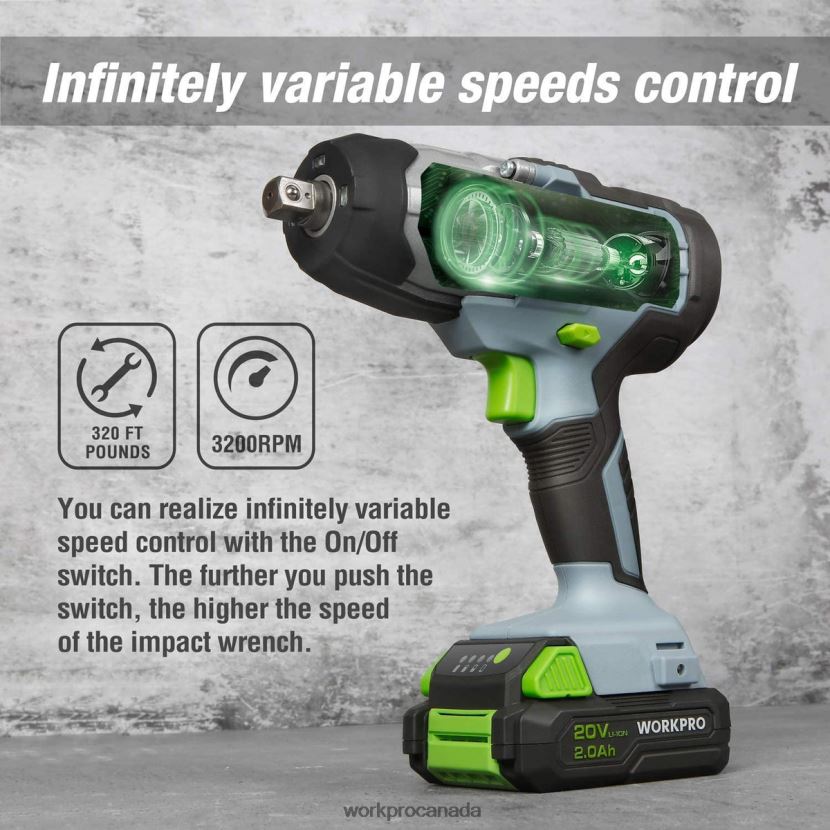 Morden WORKPRO 20V Cordless Impact Wrench with Fast Charger Belt Clip for Easy Carrying Tool ZNRDXV187
