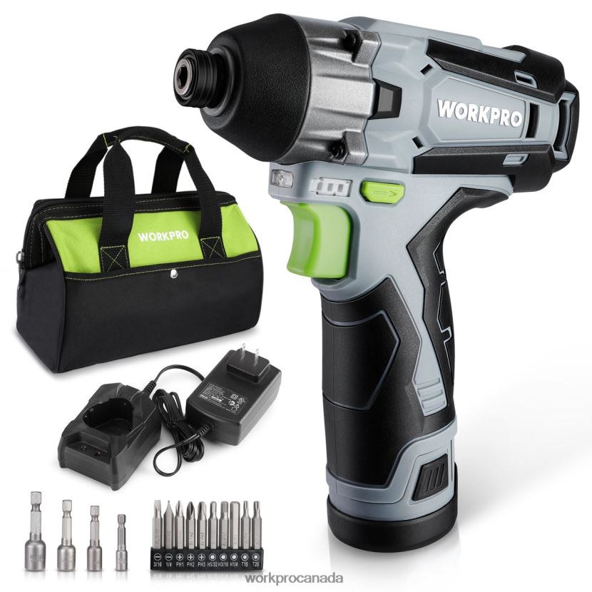 New WORKPRO 12V Cordless Impact Driver Kit, Hex Electric Impact Drill/Driver Set with 2.0Ah Lithium-ion Battery Tool ZNRDXV190