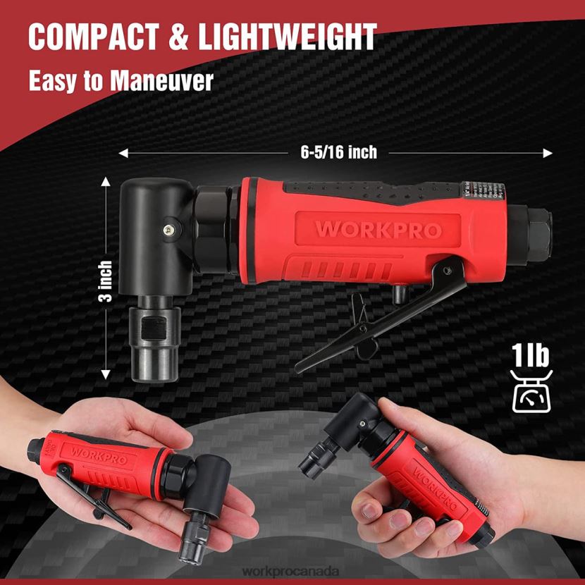 Morden WORKPRO Air Angle Die Grinder 1/4-Inch Pneumatic Right Angle Die Grinder Set Tool ZNRDXV180