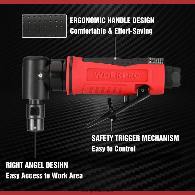 Morden WORKPRO Air Angle Die Grinder 1/4-Inch Pneumatic Right Angle Die Grinder Set Tool ZNRDXV180