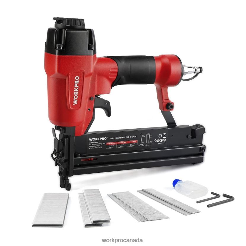 Morden WORKPRO Pneumatic 2 in 1 Brad Nailer with 400pcs Nails/ 300 Pcs Staples Tool ZNRDXV181