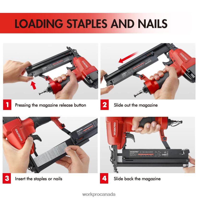 Morden WORKPRO Pneumatic 2 in 1 Brad Nailer with 400pcs Nails/ 300 Pcs Staples Tool ZNRDXV181