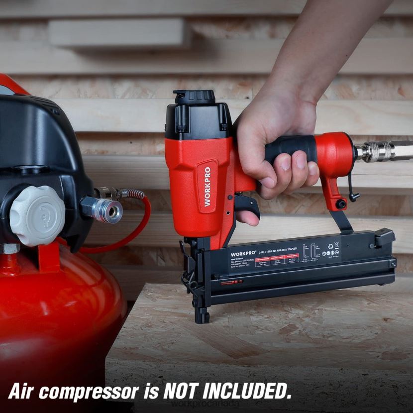 Morden WORKPRO Pneumatic 2 in 1 Brad Nailer with 400pcs Nails/ 300 Pcs Staples Tool ZNRDXV181