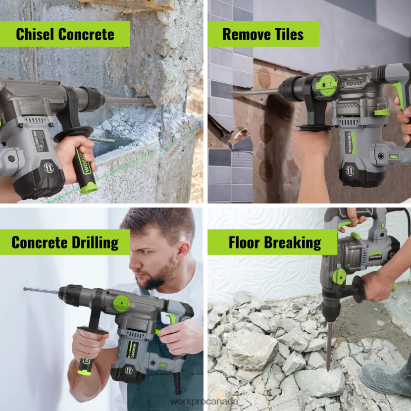 Helpful WORKPRO 12.5AMP 1-1/4 Inch Premium SDS-Plus Rotary Hammer Drill, Heavy Duty Corded Version Tool ZNRDXV179