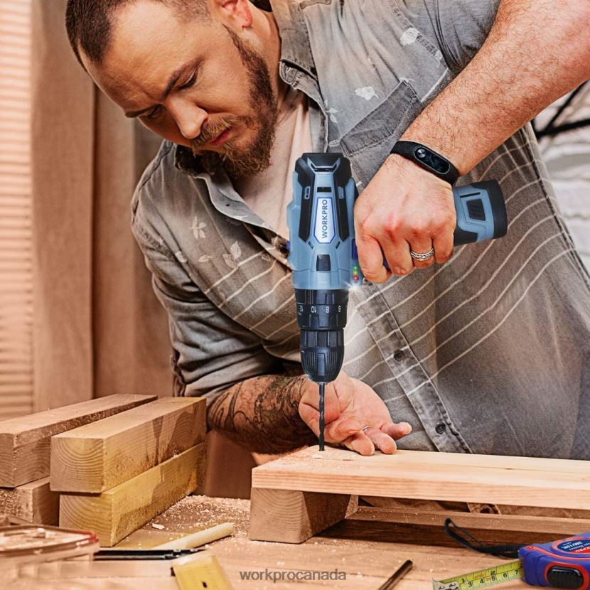 Morden WORKPRO 12V 2-Speed Cordless Drill Driver Kit, 2 Li-Ion Batteries 2000 mAh and Fast Charger Tool ZNRDXV168
