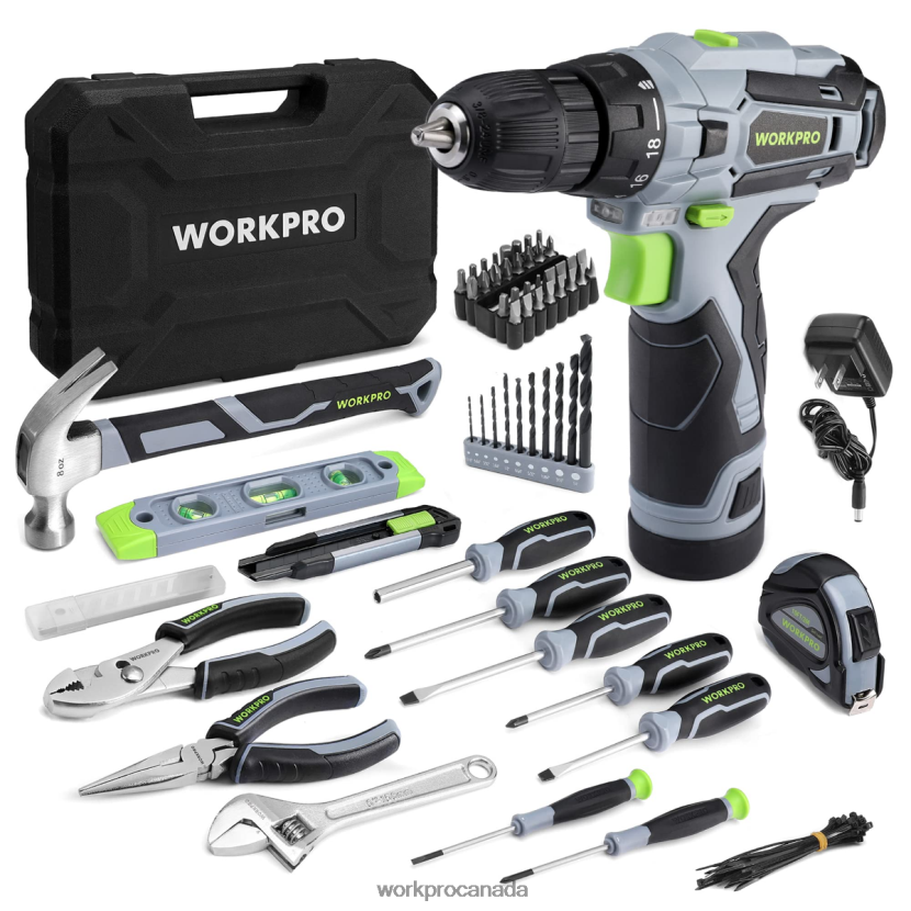 Pink/Grey WORKPRO 108-Piece Portable Tool Set with Power Drill Tool ZNRDXV173