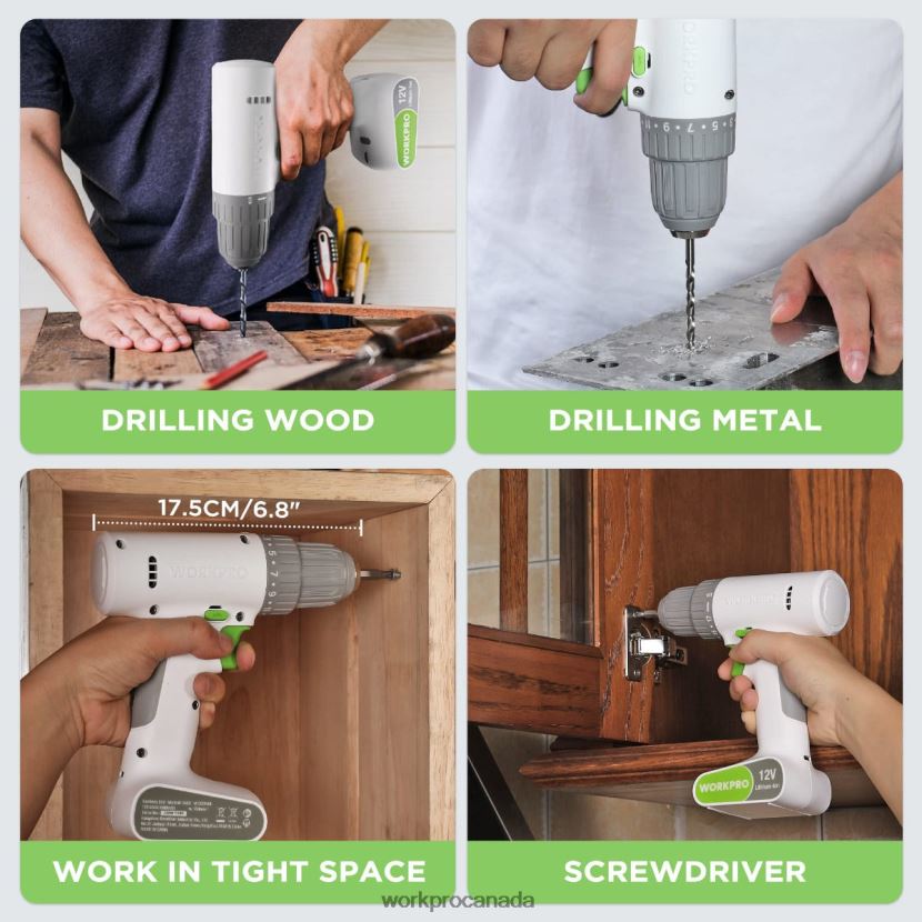 Pink/White WORKPRO 12V Cordless Drill Driver Set with 6 Pcs Bits, 3/8-Inch Keyless Chuck, Variable Speed, 18 Touque Setting Tool ZNRDXV175