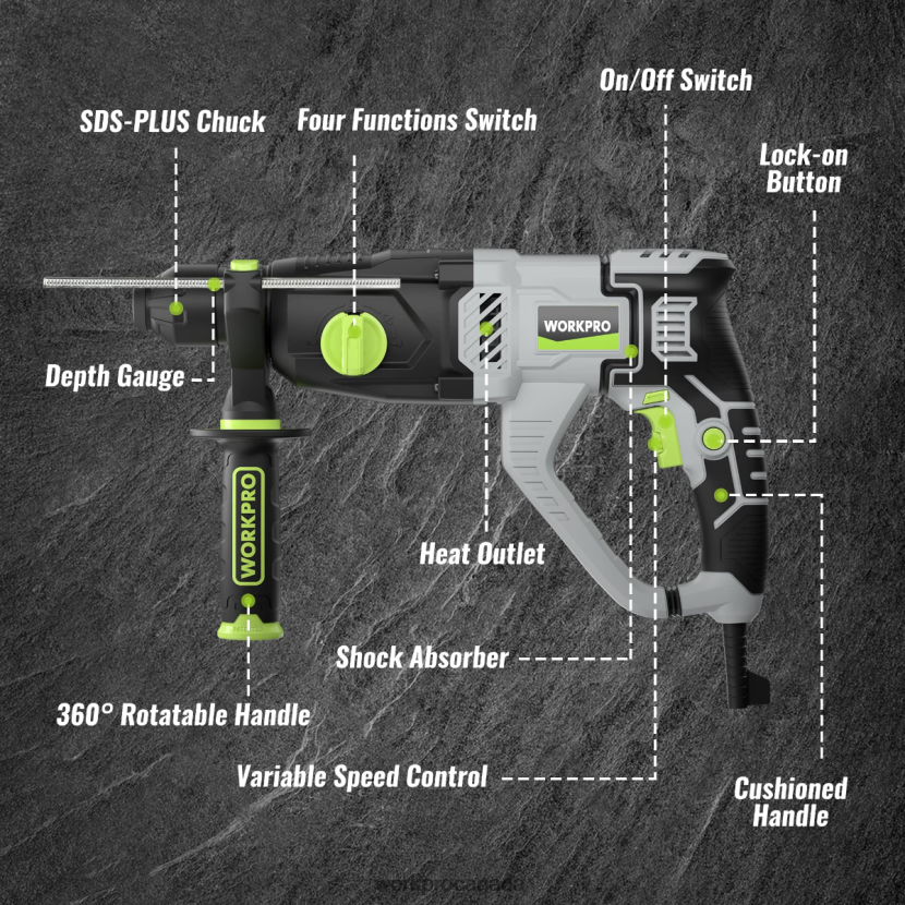 Useful WORKPRO 7.5AMP 1-1/4 Inch Premium SDS-Plus Rotary Hammer Drill, Lightweight Corded Version Tool ZNRDXV178