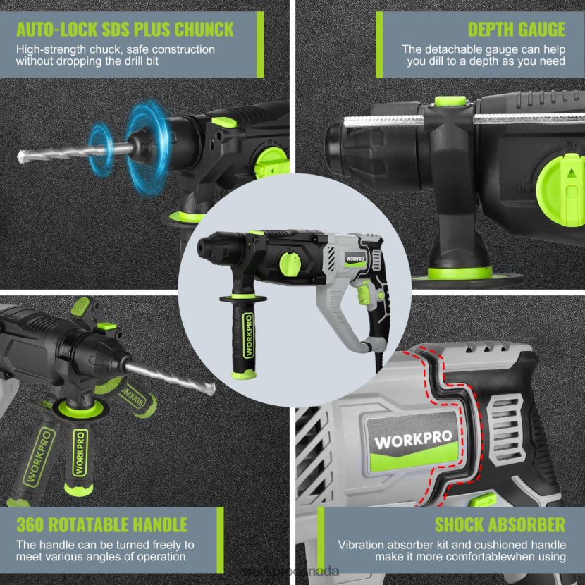 Useful WORKPRO 7.5AMP 1-1/4 Inch Premium SDS-Plus Rotary Hammer Drill, Lightweight Corded Version Tool ZNRDXV178