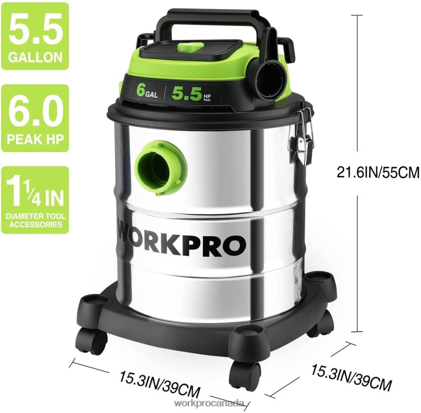 Morden WORKPRO 6 Gallon Wet/Dry Shop Vacuum with HEPA Filter, Hose and Accessories for Home/Jobsite Dust Collection Tool ZNRDXV213