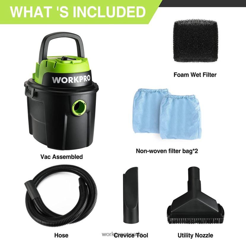 Useful WORKPRO Wet/Dry Vacuum 2.5 Gallon 3 Peak Horsepower, Portable Shop Vacuum Cleaner for Home Tool ZNRDXV216