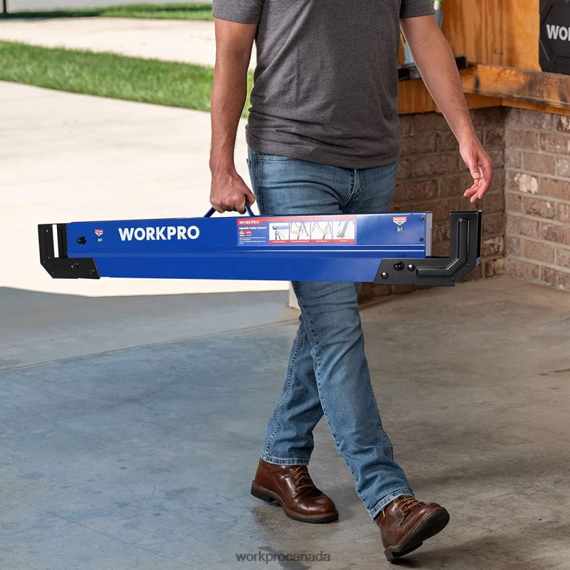 New WORKPRO 2 Pcs Folding Sawhorse Adjustable Heavy Duty Saw horse with 2x4 Support Arms, 3000 lbs Load Capacity, 24-32 inch Height Adjustable Legs, Pivoting Feet & Support Pegs Storage ZNRDXV35