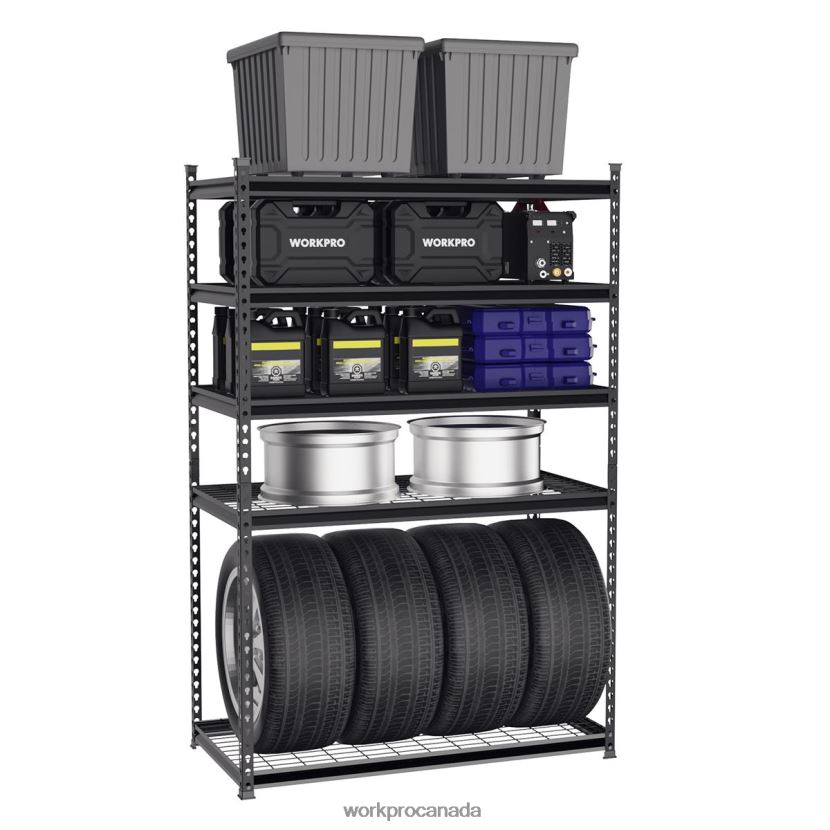 Black WORKPRO 5-Tier Metal Shelving Unit, Heavy Duty Adjustable Storage Rack Storage ZNRDXV7