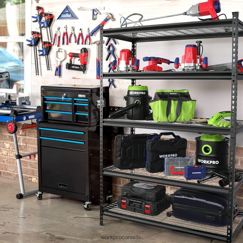 Black WORKPRO 5-Tier Metal Shelving Unit, Heavy Duty Adjustable Storage Rack Storage ZNRDXV7