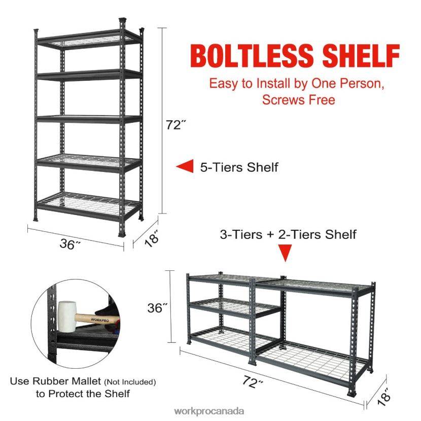 Black With Silver Pattern WORKPRO 5-Tier Metal Storage Shelving Unit Adjustable Storage Rack Heavy Duty Shelf Storage ZNRDXV6