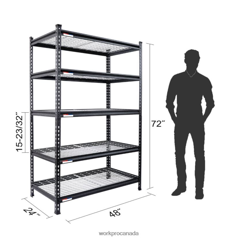 Black With Silver Pattern WORKPRO 5-Tier Metal Storage Shelving Unit Adjustable Storage Rack Heavy Duty Shelf Storage ZNRDXV6