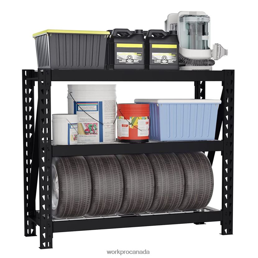 Helpful WORKPRO 3-Tier Garage Shelving Unit Heavy Duty Metal Storage Rack Height Adjustable Industrial Shelving Storage ZNRDXV8