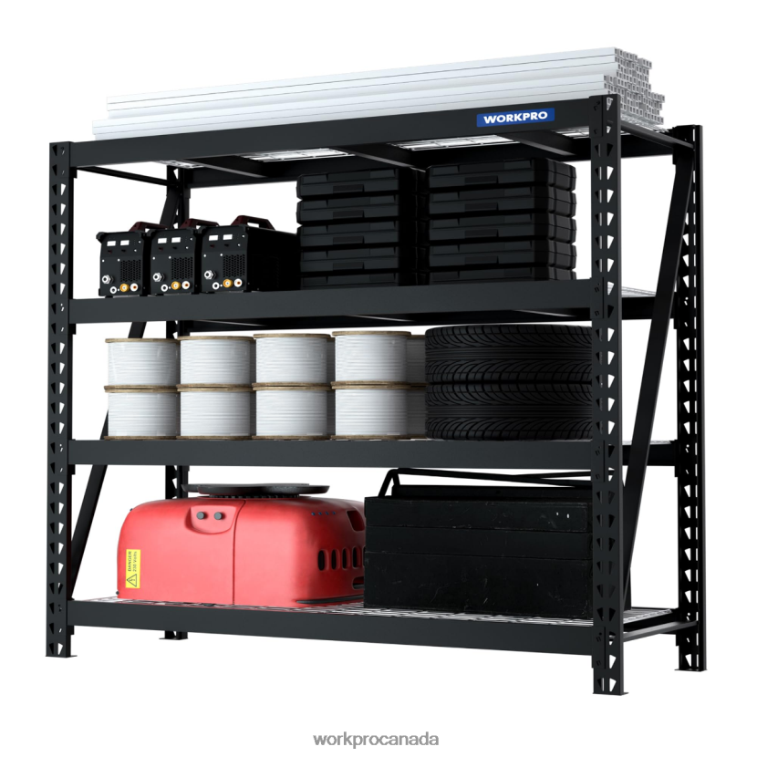 Helpful WORKPRO 4-Tier Metal Garage Shelving Unit,7200 LBS Capacity, Heavy Duty Industrial Adjustable Shelves Storage ZNRDXV10