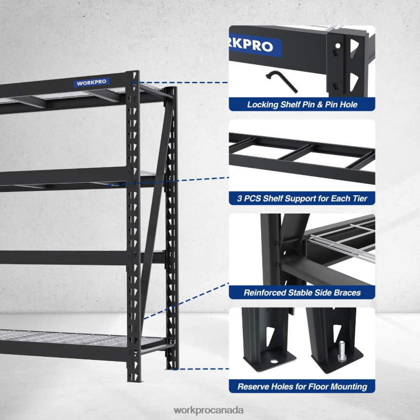 Helpful WORKPRO 4-Tier Metal Garage Shelving Unit,7200 LBS Capacity, Heavy Duty Industrial Adjustable Shelves Storage ZNRDXV10
