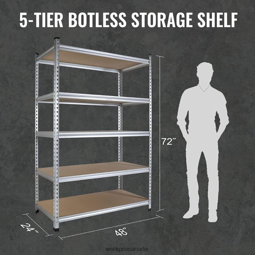 Helpful WORKPRO 5-Tier Storage Shelving Unit, Adjustable Storage Rack Heavy Duty Aluminum Alloy Shelf Storage ZNRDXV9