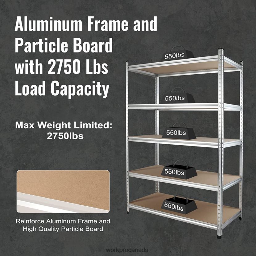 Helpful WORKPRO 5-Tier Storage Shelving Unit, Adjustable Storage Rack Heavy Duty Aluminum Alloy Shelf Storage ZNRDXV9