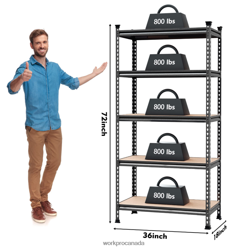 Morden WORKPRO 5-Tier Adjustable Metal Rack Storage Heavy Duty Shelving Unit, 4000 lbs Load Capacity Storage ZNRDXV12