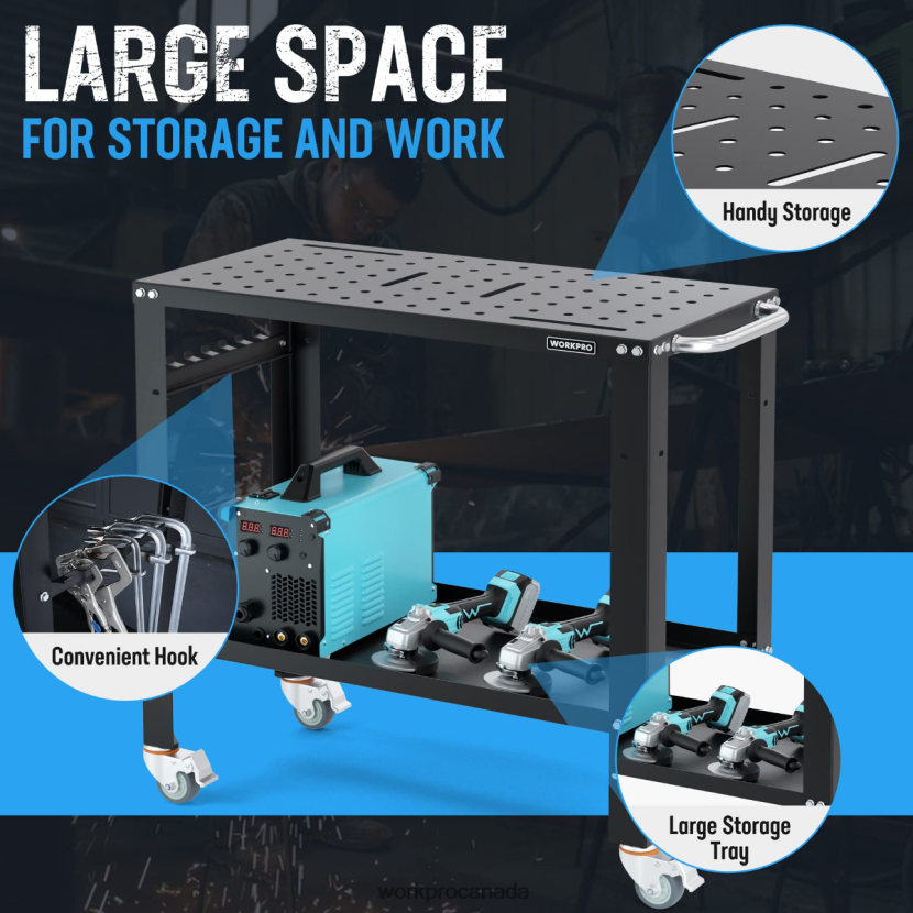 New WORKPRO Portable Welding Table, 1200 lbs Load Capacity, Nitriding Tabletop Storage ZNRDXV13