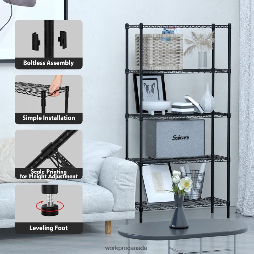 Useful WORKPRO 5-Tier Wire Shelving Unit Metal Storage Shelves Rack, Heavy Duty Utility Shelving Storage ZNRDXV11