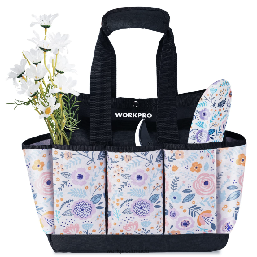 Floral White/Floral Pink WORKPRO Garden Tool Bag with 9 Pockets Storage ZNRDXV286