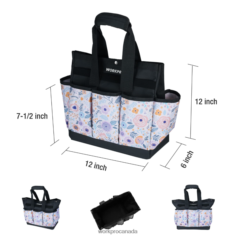 Floral White/Floral Pink WORKPRO Garden Tool Bag with 9 Pockets Storage ZNRDXV286