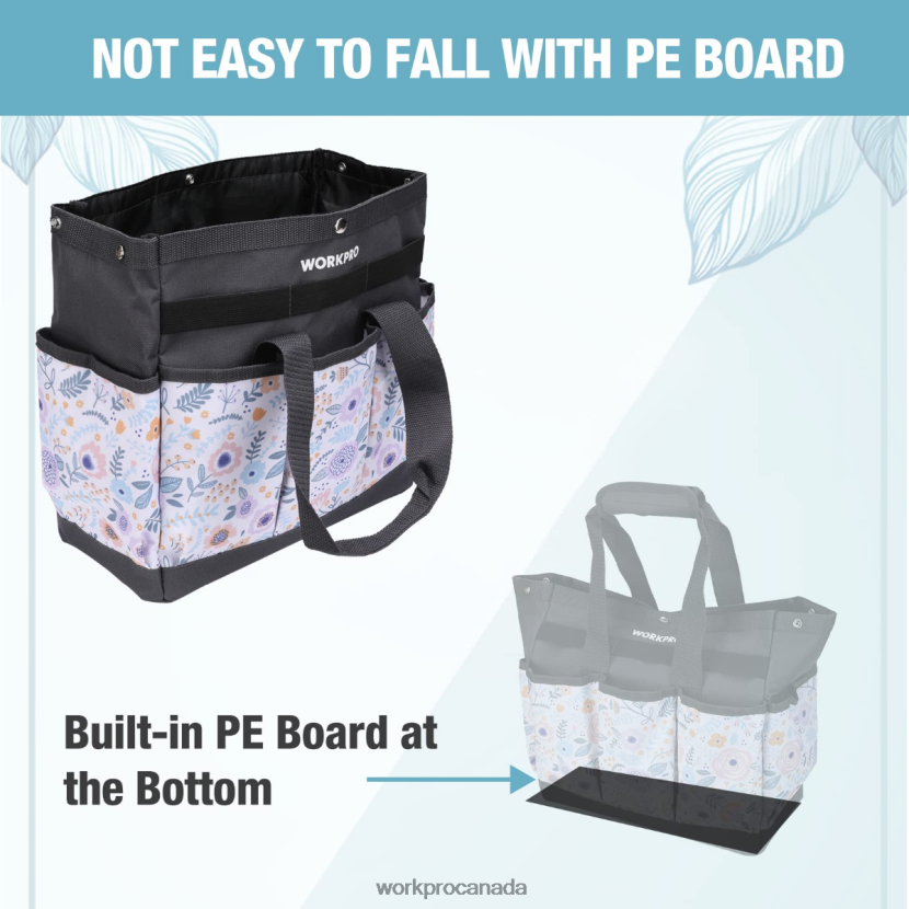 Floral White/Floral Pink WORKPRO Garden Tool Bag with 9 Pockets Storage ZNRDXV286