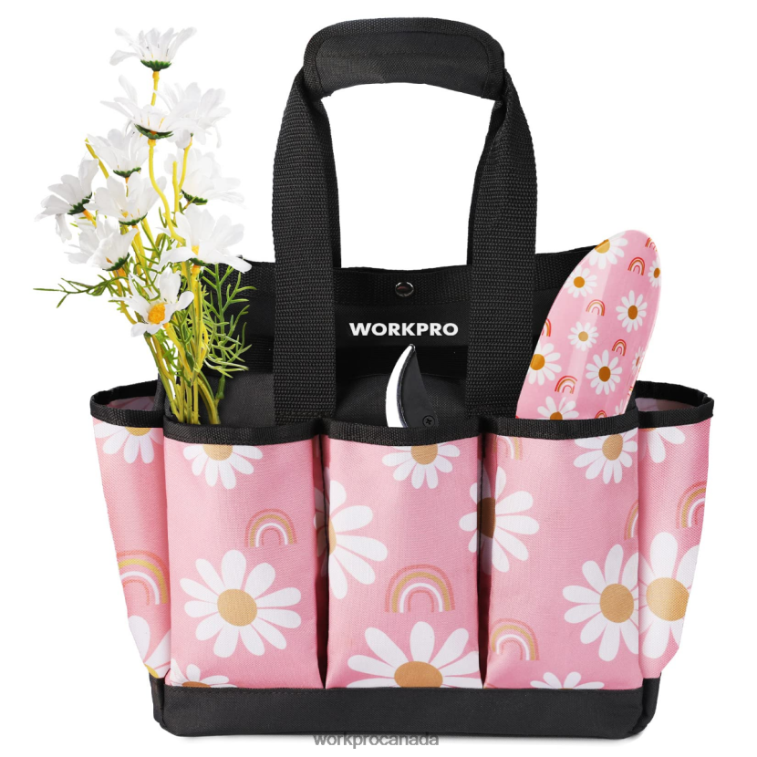 Floral White/Floral Pink WORKPRO Garden Tool Bag with 9 Pockets Storage ZNRDXV286