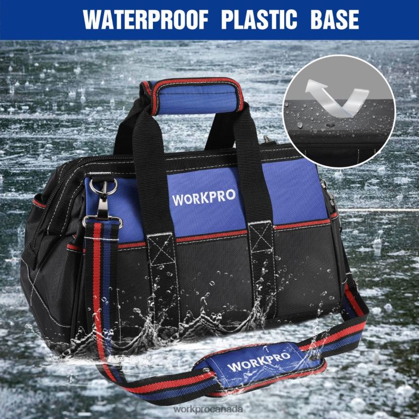 Helpful WORKPRO 16-inch Wide Mouth Tool Bag, Heavy Duty Cloth Tool Storage Bag with Water Proof Molded Base, Adjustable Shoulder Strap Storage ZNRDXV24
