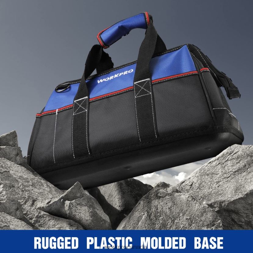Helpful WORKPRO 16-inch Wide Mouth Tool Bag, Heavy Duty Cloth Tool Storage Bag with Water Proof Molded Base, Adjustable Shoulder Strap Storage ZNRDXV24