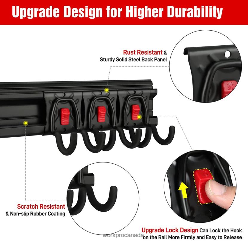 Helpful WORKPRO Garage Tool Organizer Wall Mount Garden Tool Organizer Storage Rack Heavy Duty Tool Hangers 64 Inch Storage ZNRDXV21